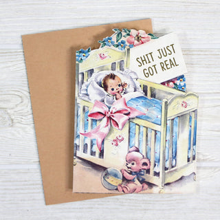 Shit Just Got Real Sarcastic Baby Shower Card