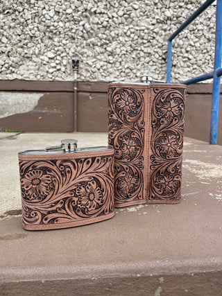 Tooled Leather Flasks 16oz