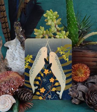 Narwhals Wood Greeting Card