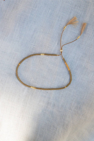 Sintha Silk Bead Bracelet: Olive