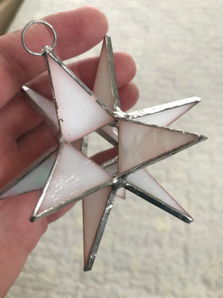 Handmade Stained Glass Moravian Star - 4 1/4" Iridescent Clear