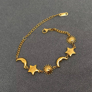 Celestial Sun, Moon & Stars 18K Gold Plated Bracelet