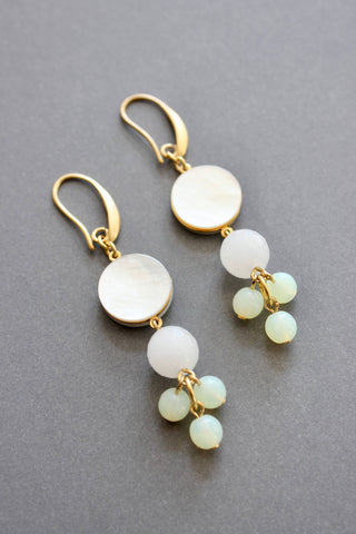 Mother-of-Pearl and Glass Cluster Earrings