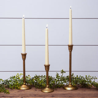 Antique Gold Iron Candlesticks (Set Of 3)