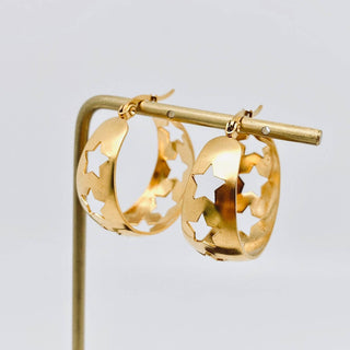 Hollow Stars Gold Plated Hoop Earrings
