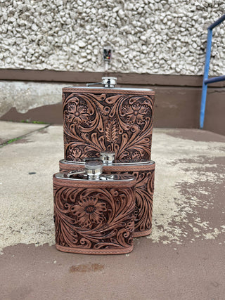 Tooled Leather Flasks 16oz