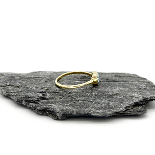 Blue Topaz Solitaire Brass Ring