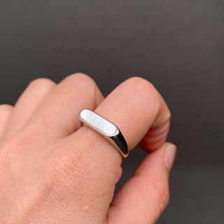 Sideways Shell Inlay 18K Gold-Plated Ring - Golden