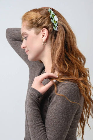 Brocéliande French Barrette w/ Lotus Flowers & Snails