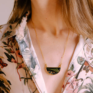 The Goldie - Pressed Fern with Opal Accents Necklace: 20"