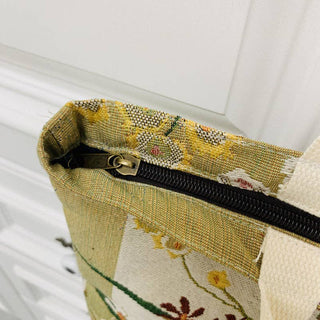Floral Embroidered - Large Jacquard Fabric Tote Bag