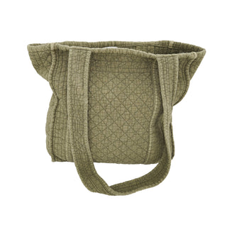 Soft Cotton Quilted Tote Bag: Olive / 14"x12"