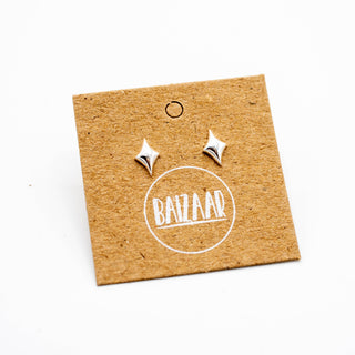 Sterling Silver Bubble Star Stud