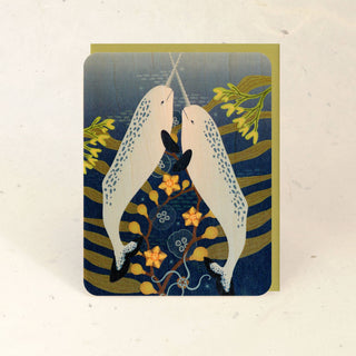 Narwhals Wood Greeting Card