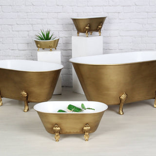 Vintage Bathtub Dish with Gold Accent