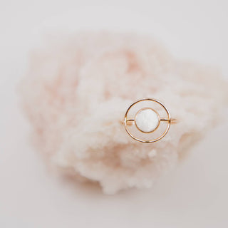 Orbit Circle Mother of Pearl Cosmic Ring - 14k Gold Filled