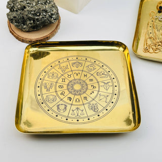 Brass Zodiac Tray Crystal Display Zodiac Astrology