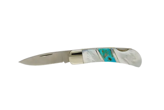 3" Lock Back Knife - Turquoise and Mother of Pearl
