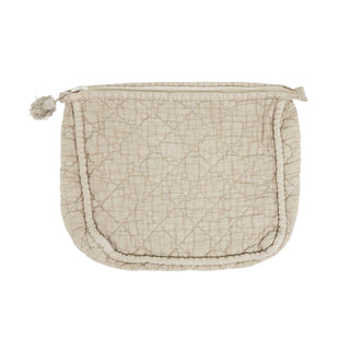Soft Cotton Quilted Cosmetic Bag: Taupe / 9"x7"