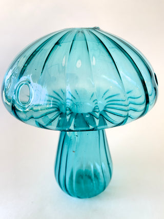 Blue Mushroom Glass Vase - Large