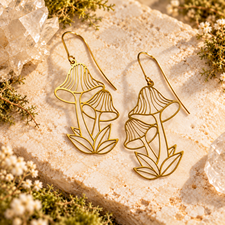 Botanical Mushroom Dangle Earrings
