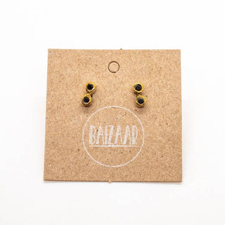 Tiny Stone Brass Stud - Emerald