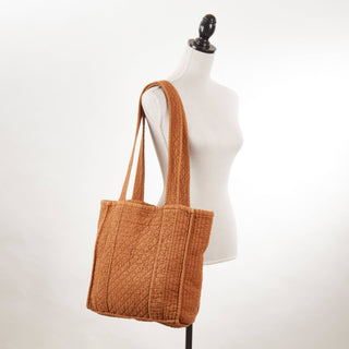 Soft Cotton Quilted Tote Bag: Olive / 14"x12"