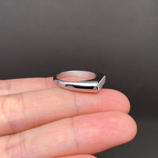 Sideways Shell Inlay 18K Gold-Plated Ring - Silver