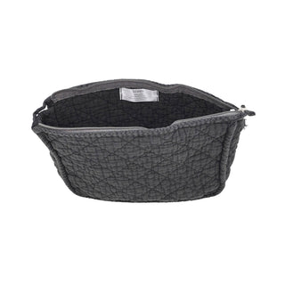 Soft Cotton Quilted Cosmetic Bag: Slate / 9"x7"