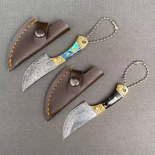 Abalone Shell Inlay Mini Knife with Protective Cover