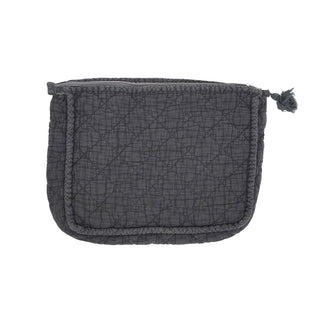 Soft Cotton Quilted Cosmetic Bag: Slate / 9"x7"