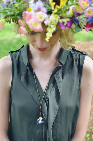 Woodland Moss Terrarium Brass Necklace