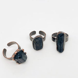 Amorphous Black Tourmaline Adjustable Stone Ring