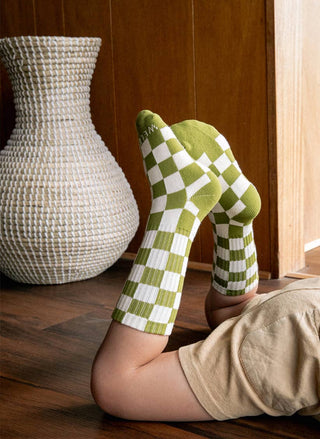 Slate & Cream Checkerboard - Kids Socks