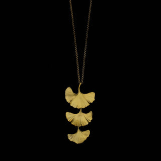 Ginkgo Large 3 Drop Pendant on 16" Adjustable Chain Necklace