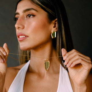 The Pressed Fern Spike Necklace - 18" Gold Filled