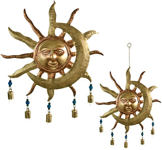 Sun & Moon Chime w/ Bells and Beads 24"H