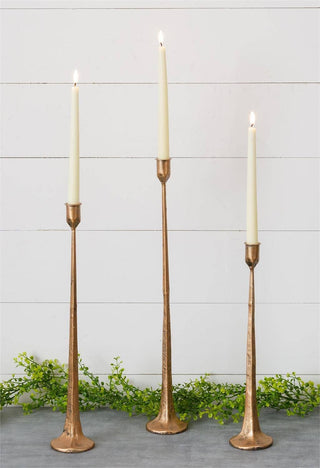 Hand Forged Metal Candle Holders, Copper (Set Of 3)