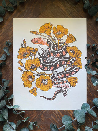 Snake + Poppies Giclee Print (8x10)