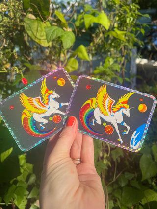 Pegasus Glitter Sticker - 4 Inch