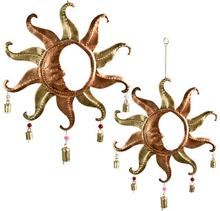 Sun & Moon Chime w/ Bells and Beads 28"H