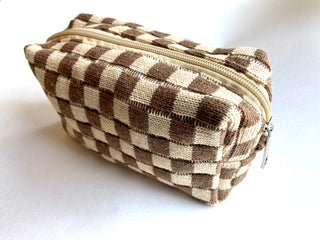 Checkerboard Cosmetic Accessory Zipper Pouch