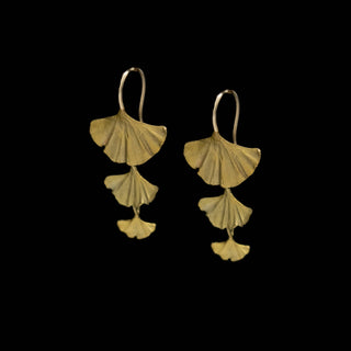 Ginkgo Triple Drop Wire Earrings by Michael Michaud