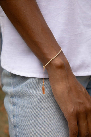 Sintha Silk Bead Bracelet: Salmon