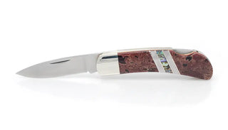Gemstone Exotics Lockback Knife - Single: Green Turquoise/Abalone/Bronze