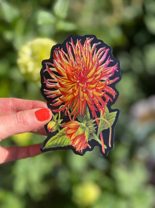 Dalia Flower Glitter Sticker - 3 Inch