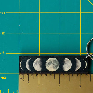 Moon Phases Wooden Keychain