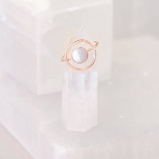 Orbit Circle Mother of Pearl Cosmic Ring - 14k Gold Filled