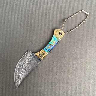 Textured Mini Knife with Abalone Shell Handle & Protective Cover