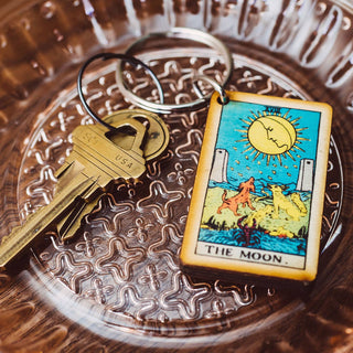 The Moon Wooden Keychain